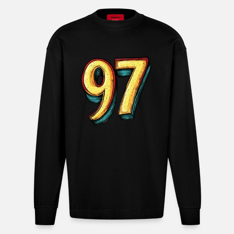 Bande dessinée à 97 numéros - Manches longues bio épais oversize fabriqué en UE - SOLID BLACK