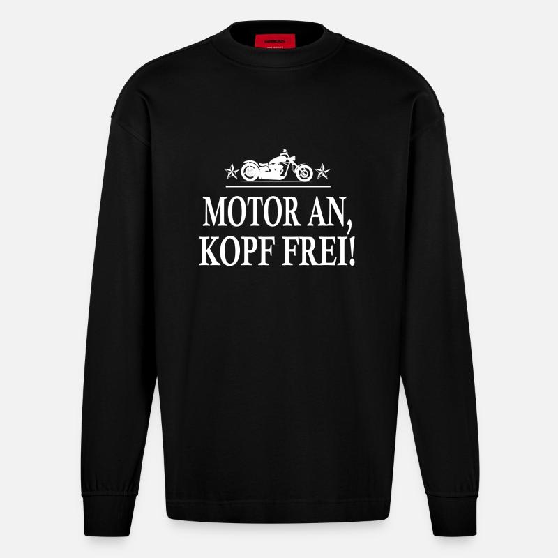 Motorrad - Heavyweight Oversized Organic Langarmshirt Made in EU - SOLID BLACK