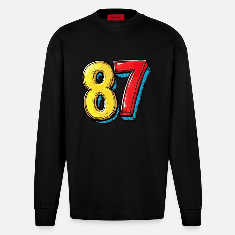 Bande dessinée 87 numéros - Manches longues bio épais oversize fabriqué en UE - SOLID BLACK