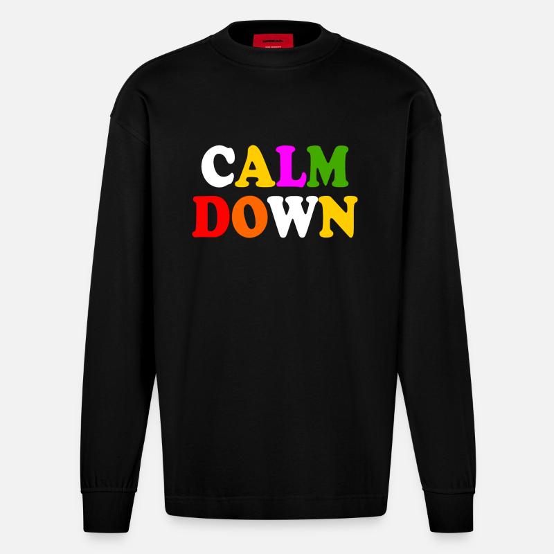 Calm down - Heavyweight Oversized Organic Langarmshirt Made in EU - SOLID BLACK