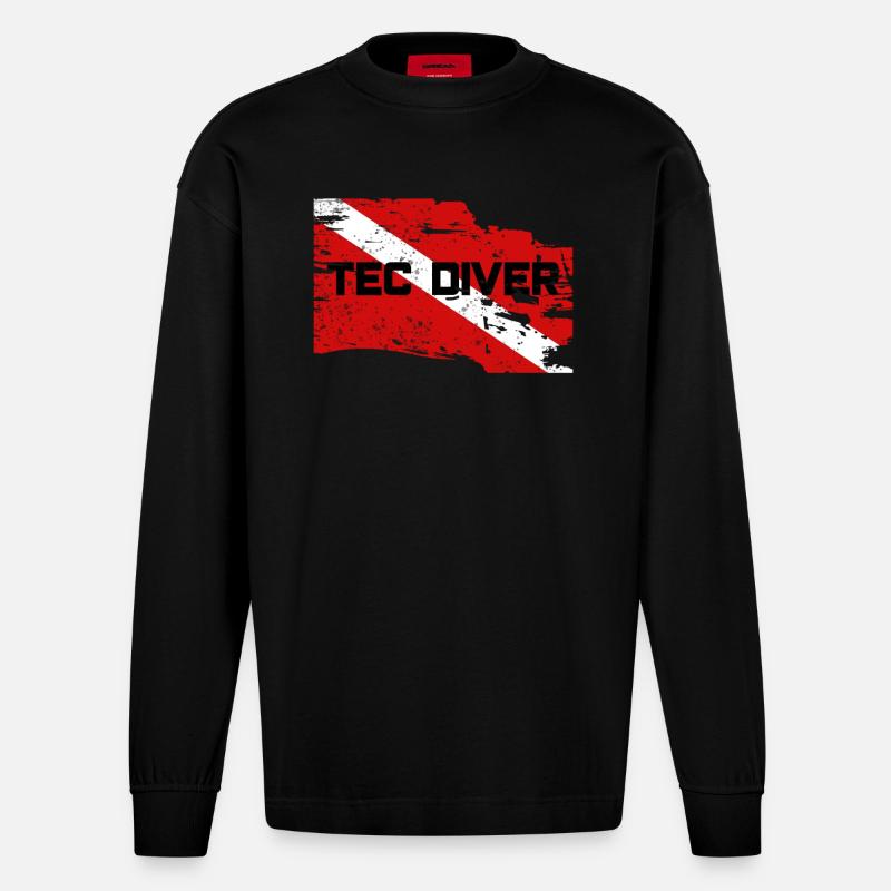 TEC DIVER - Manches longues bio épais oversize fabriqué en UE - SOLID BLACK