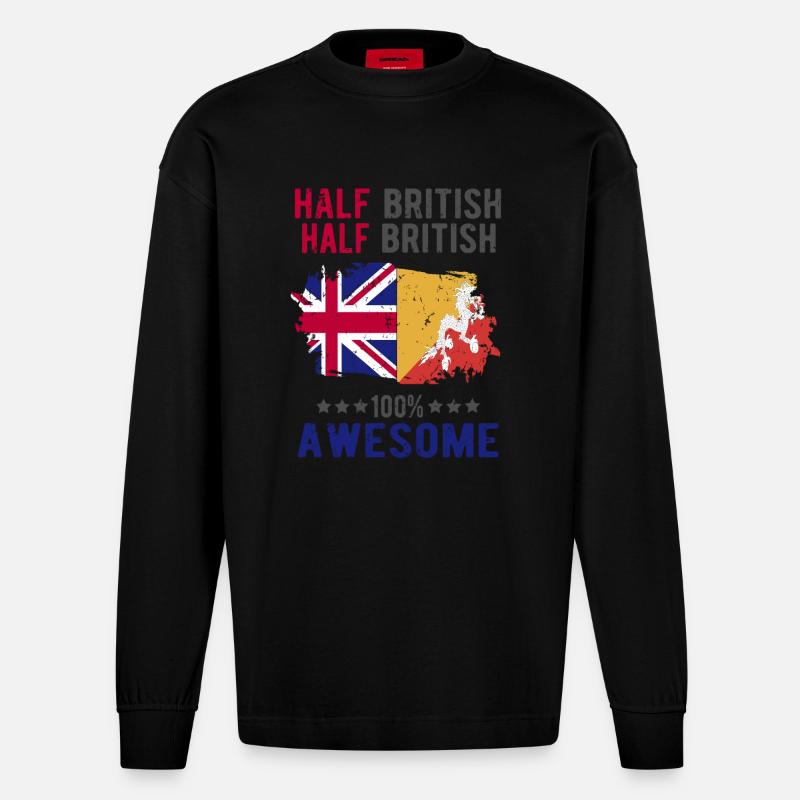 Halb Brite Halb Brite - Heavyweight Oversized Organic Langarmshirt Made in EU - SOLID BLACK