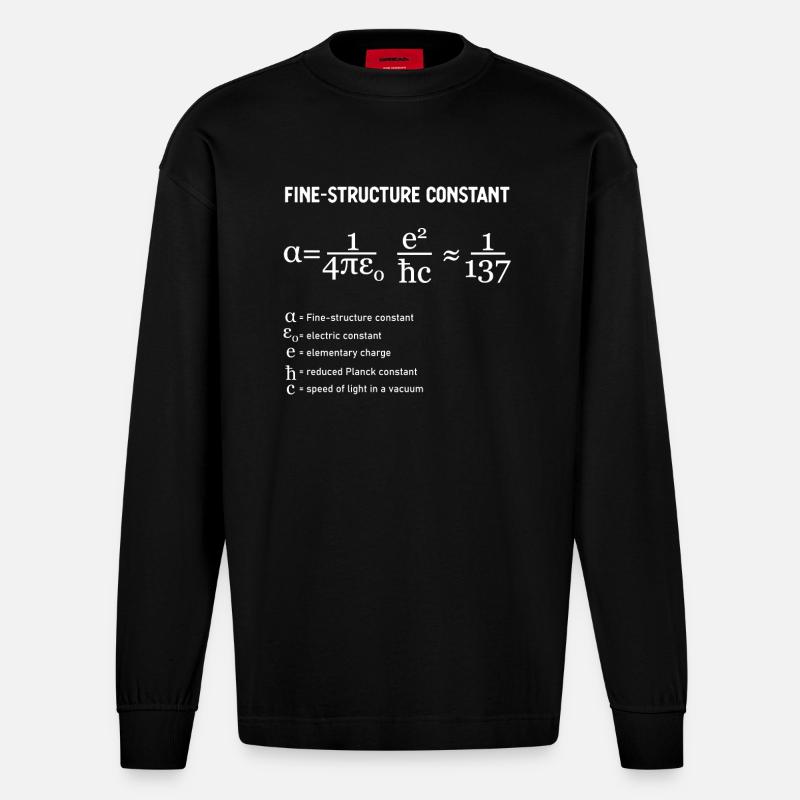 Fine Structure Constant Physik - Heavyweight Oversized Organic Langarmshirt Made in EU - SOLID BLACK