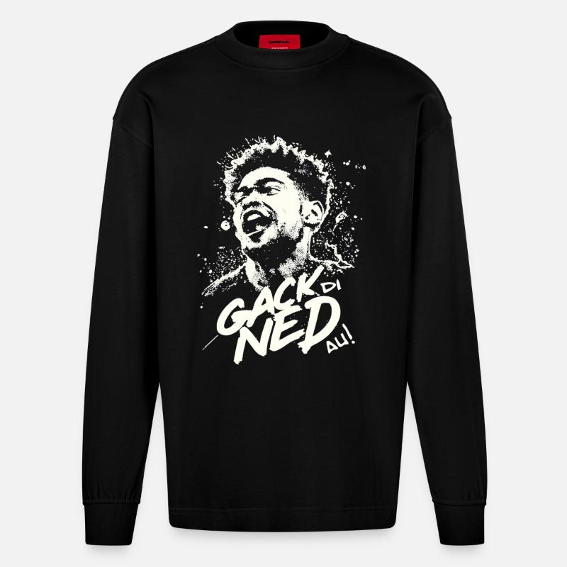 Dialect gack di ned au - Manches longues bio épais oversize fabriqué en UE - SOLID BLACK