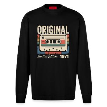 55th Anniversary - Vintage Gift 1971 - Heavyweight Oversized Organic Longsleeve Shirt Made in EU - SOLID BLACK - Front