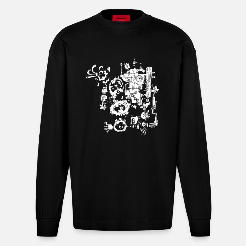 rusty machine - Heavyweight Oversized Organic Langarmshirt Made in EU - SOLID BLACK