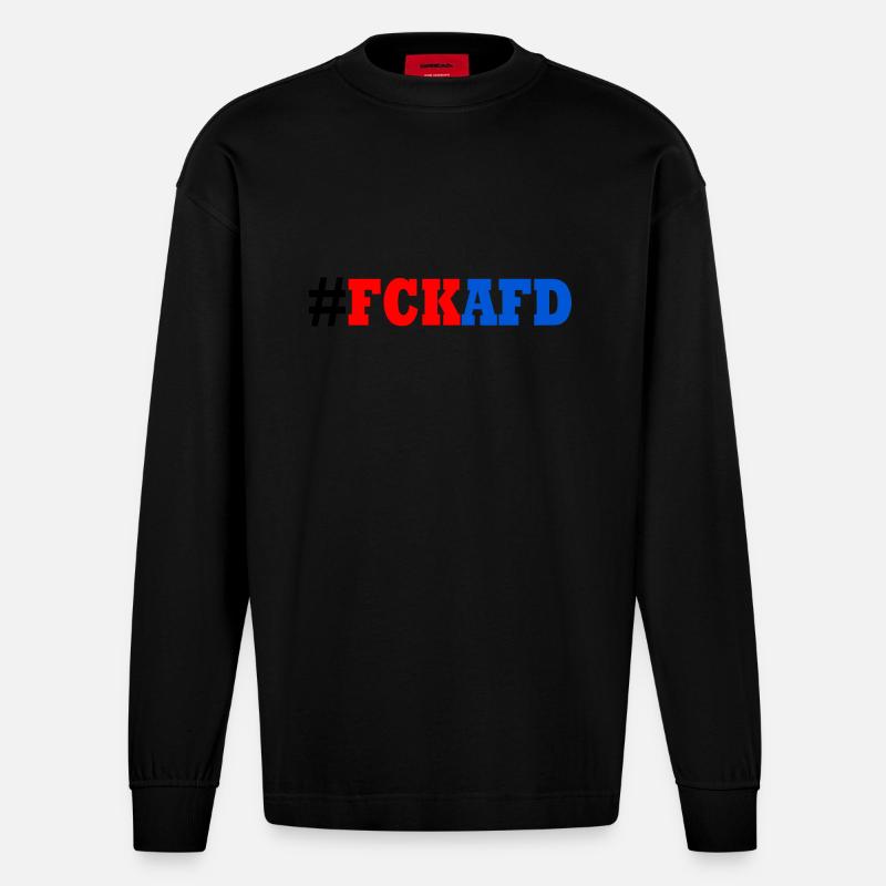 Fck afd - Heavyweight Oversized Organic Langarmshirt Made in EU - SOLID BLACK