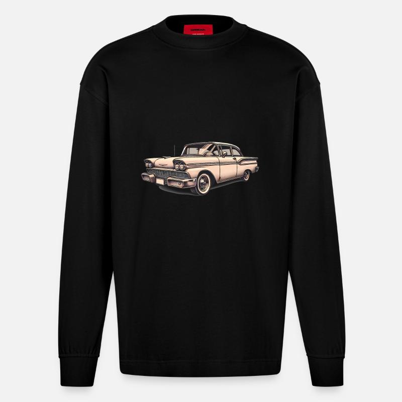 Oldtimer Oldtimer Illustration - Heavyweight Oversized Organic Langarmshirt Made in EU - SOLID BLACK