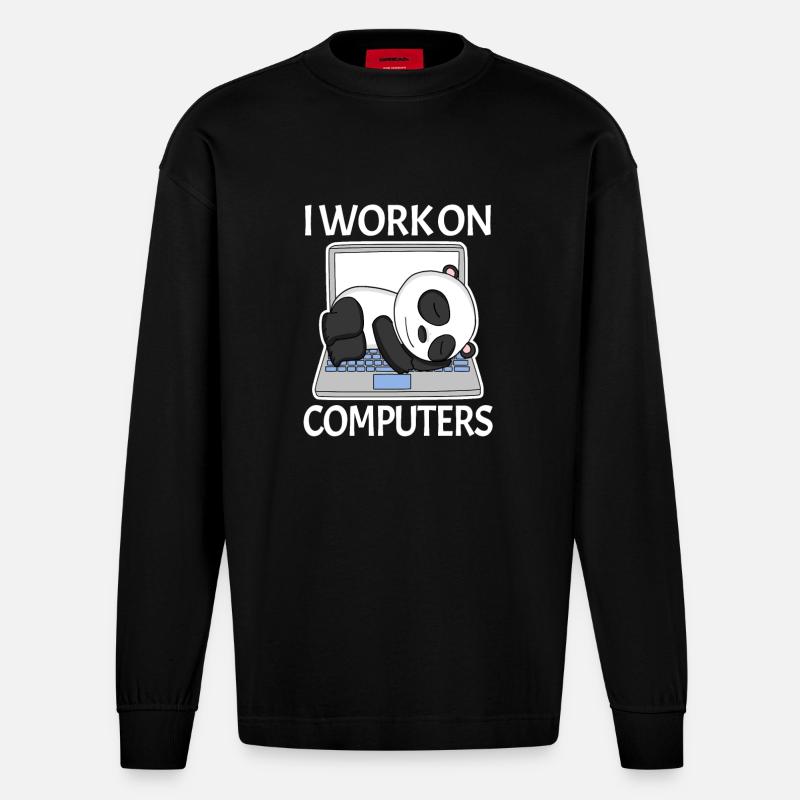 Computer Nerd Programmierer Herren Geschenk - Heavyweight Oversized Organic Langarmshirt Made in EU - SOLID BLACK