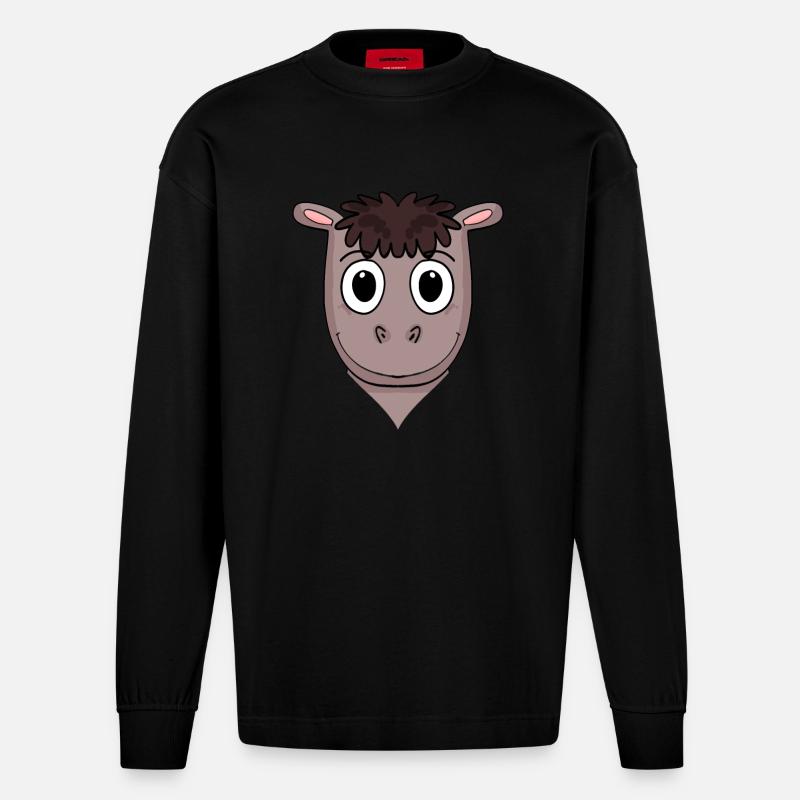 Pferd - Heavyweight Oversized Organic Langarmshirt Made in EU - SOLID BLACK