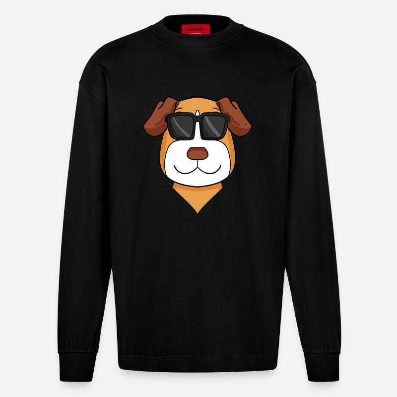 jack russell terrier Hund Hunderasse - Heavyweight Oversized Organic Langarmshirt Made in EU - SOLID BLACK