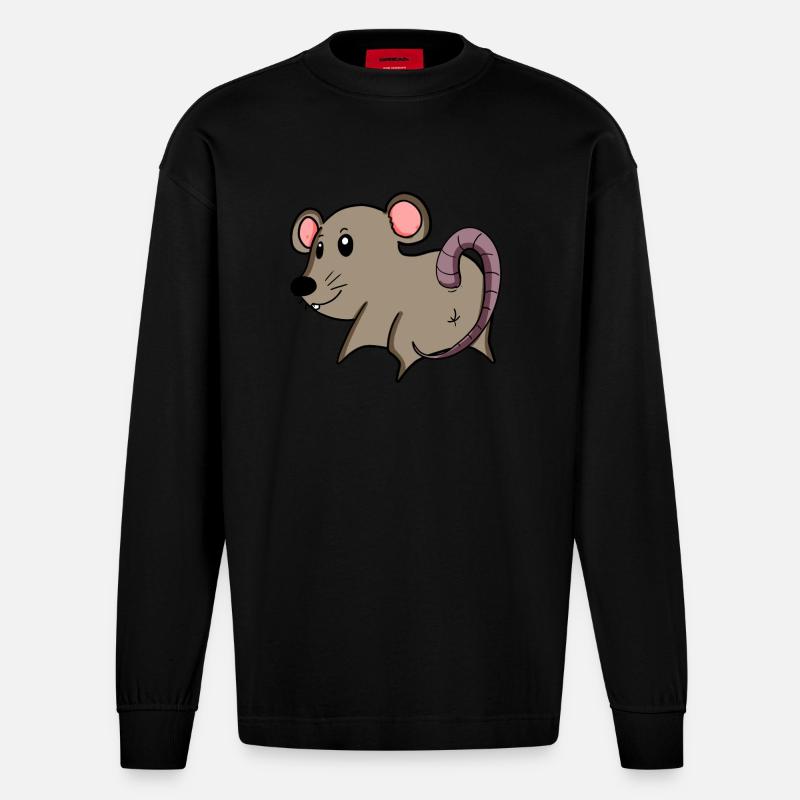 Mus bakifrån - Musrumpa - Musröv - Heavyweight Oversized Organic Longsleeve Made in EU - SOLID BLACK