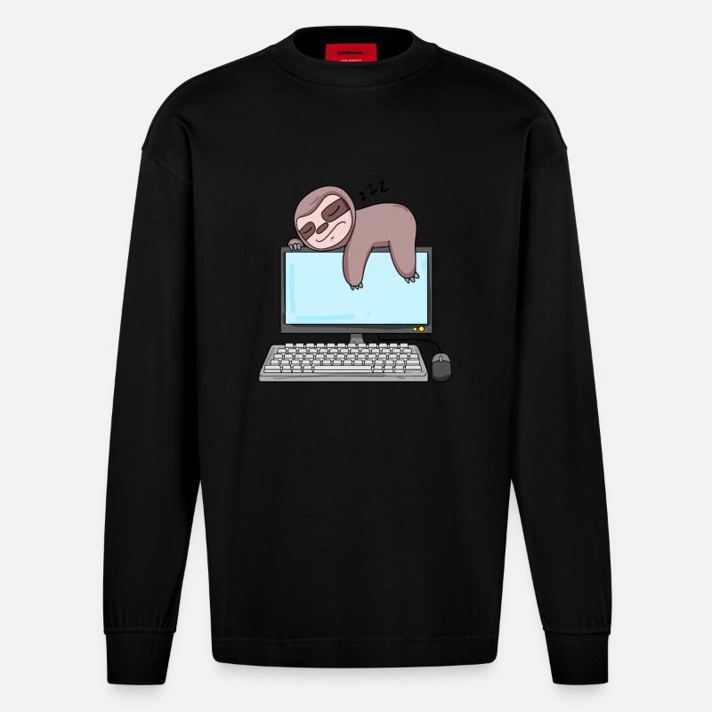 Computer Nerd Programmierer Geschenk - Heavyweight Oversized Organic Langarmshirt Made in EU - SOLID BLACK