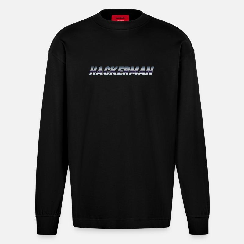 Hackerman Meme Hacking Lustiges Hacker - Heavyweight Oversized Organic Langarmshirt Made in EU - SOLID BLACK