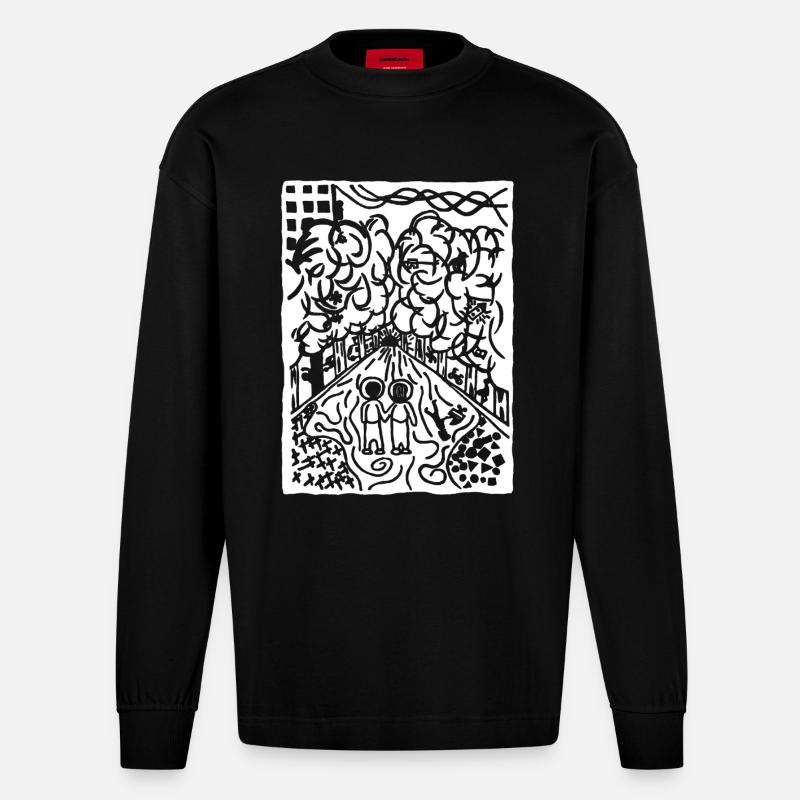Lonely Dreams - Heavyweight Oversized Organic Langarmshirt Made in EU - SOLID BLACK