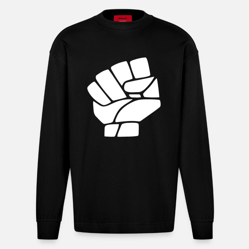 Revolution hand - Heavyweight Oversized Organic Langarmshirt Made in EU - SOLID BLACK