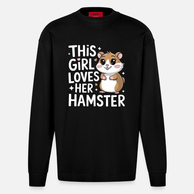 Hamster - Heavyweight Oversized Organic Langarmshirt Made in EU - SOLID BLACK