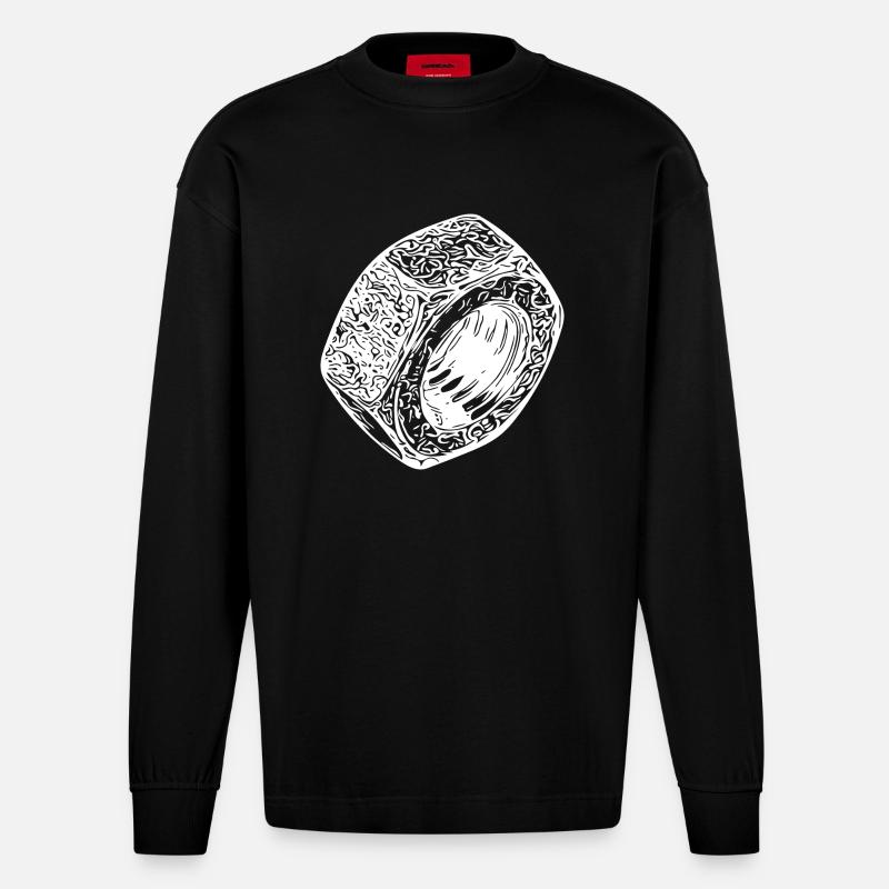 Schraubenmutter heller Oberfläche - Heavyweight Oversized Organic Langarmshirt Made in EU - SOLID BLACK
