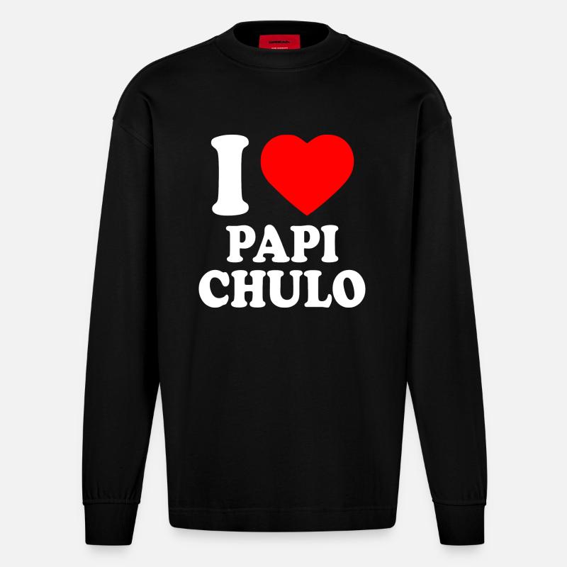 I love papi chulo - Manches longues bio épais oversize fabriqué en UE - SOLID BLACK