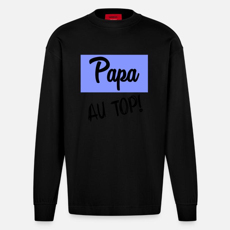 PAPA AN DER SPITZE - Heavyweight Oversized Organic Langarmshirt Made in EU - SOLID BLACK