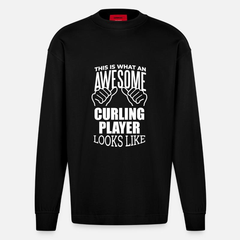 Curling - Heavyweight Oversized Organic Langarmshirt Made in EU - SOLID BLACK