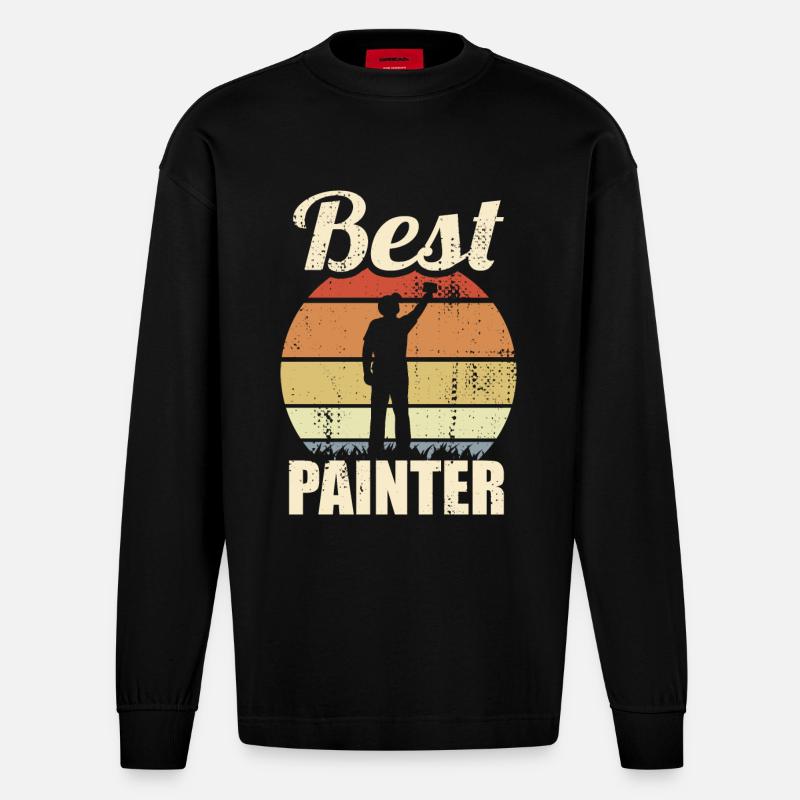 Bester Maler - Heavyweight Oversized Organic Langarmshirt Made in EU - SOLID BLACK