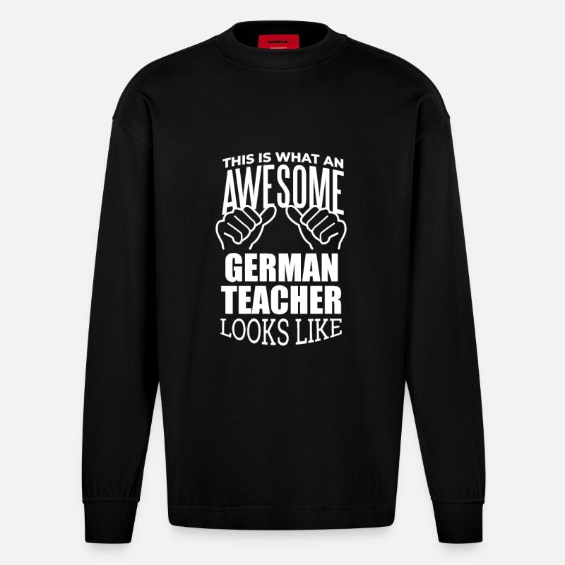 Deutsch - Heavyweight Oversized Organic Langarmshirt Made in EU - SOLID BLACK