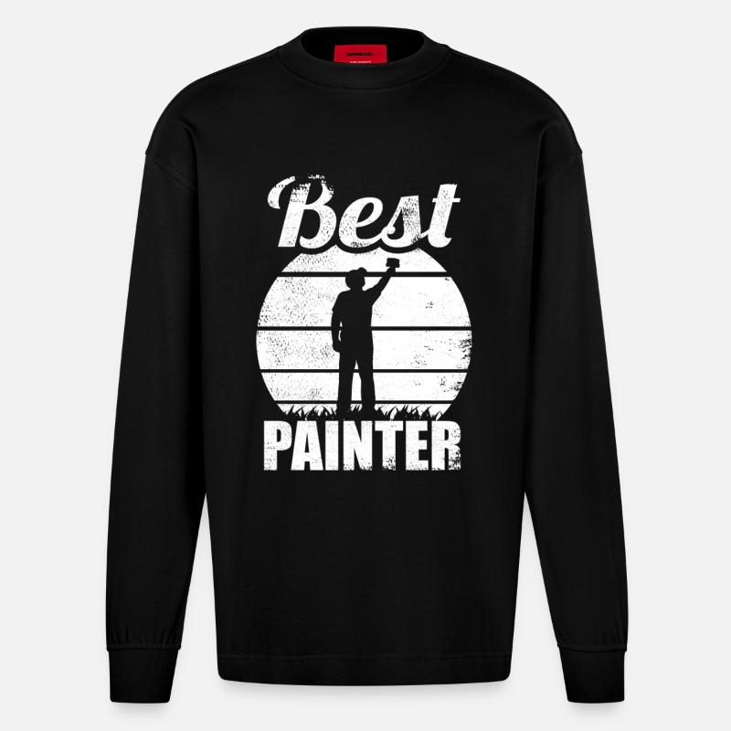 Bester Maler und Lackierer - Heavyweight Oversized Organic Langarmshirt Made in EU - SOLID BLACK