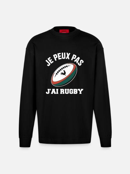 I can't I have rugby - Heavyweight Oversized Organic Longsleeve Shirt Made in EU - SOLID BLACK