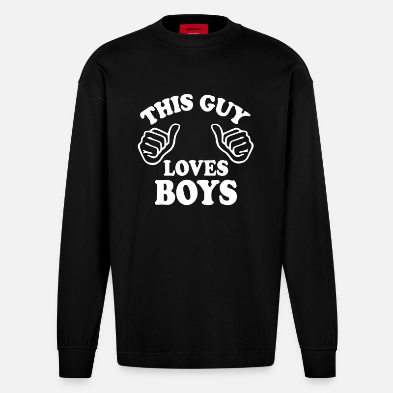 This guy loves boys - Manches longues bio épais oversize fabriqué en UE - SOLID BLACK