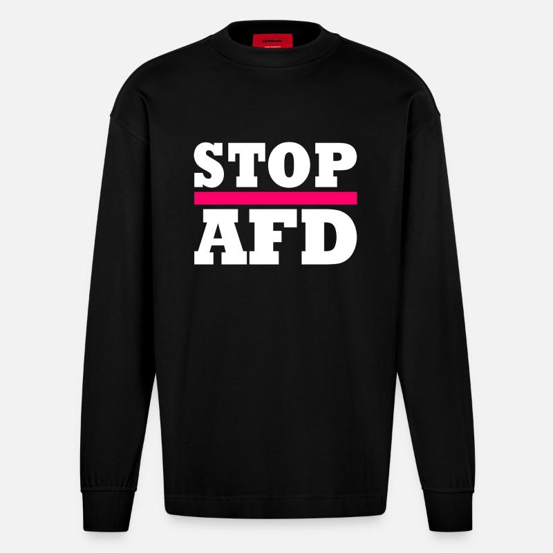 Stop afd - Heavyweight Oversized Organic Langarmshirt Made in EU - SOLID BLACK