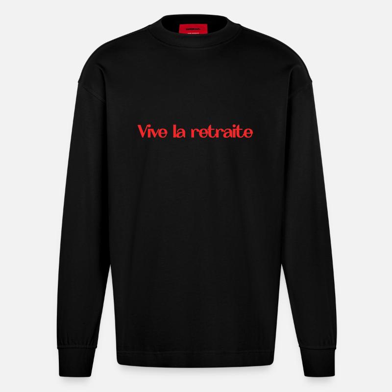 RETRAITE. RETRAITE. RETRAITEE. RETRAITE - Manches longues bio épais oversize fabriqué en UE - SOLID BLACK