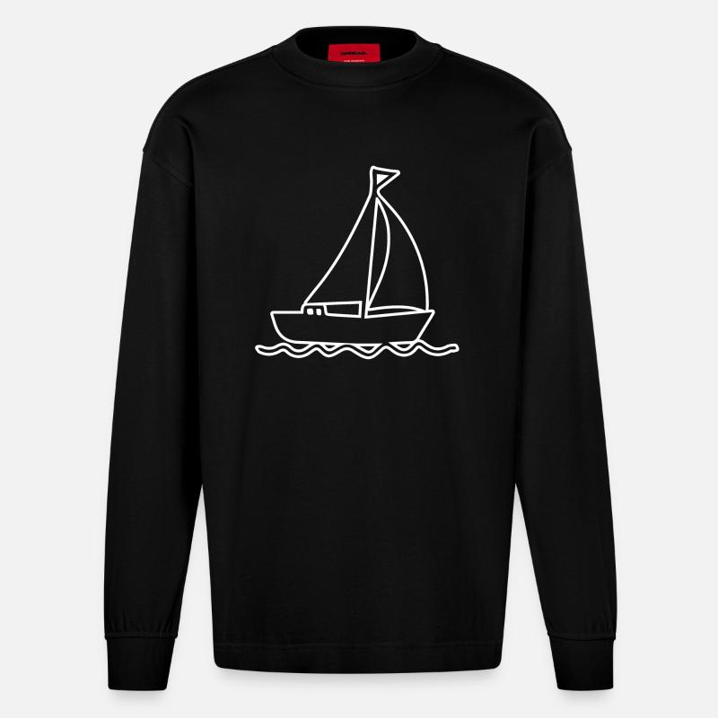 Segelboot Segelschiff Segelboote - Heavyweight Oversized Organic Langarmshirt Made in EU - SOLID BLACK