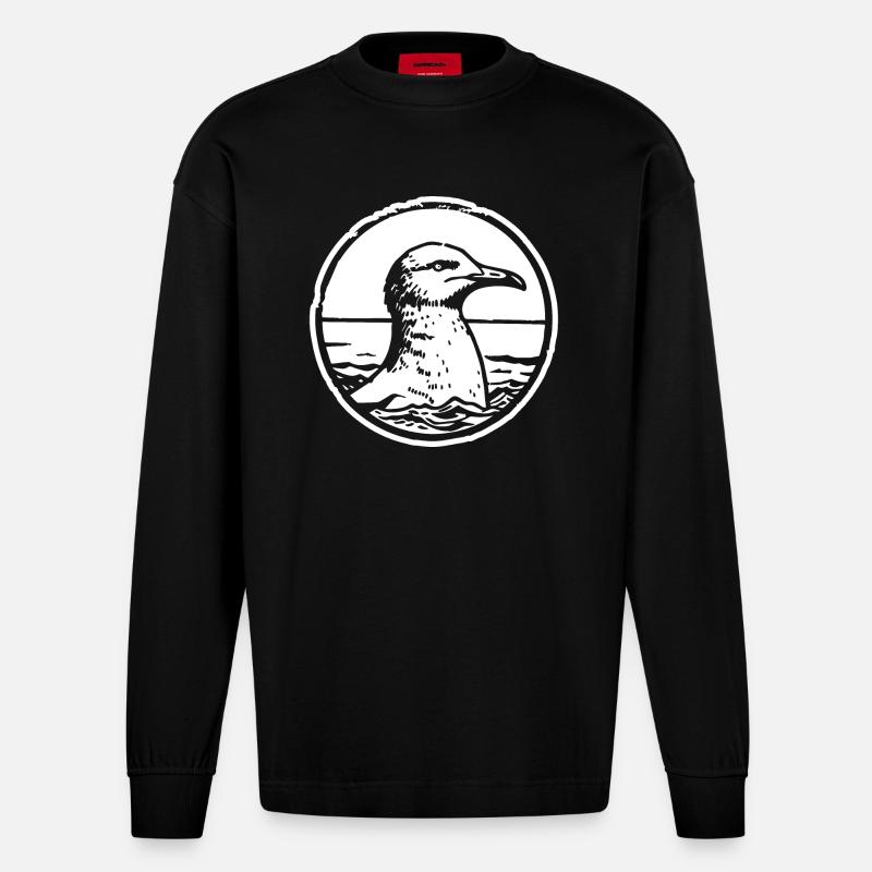 Möwe - Heavyweight Oversized Organic Langarmshirt Made in EU - SOLID BLACK