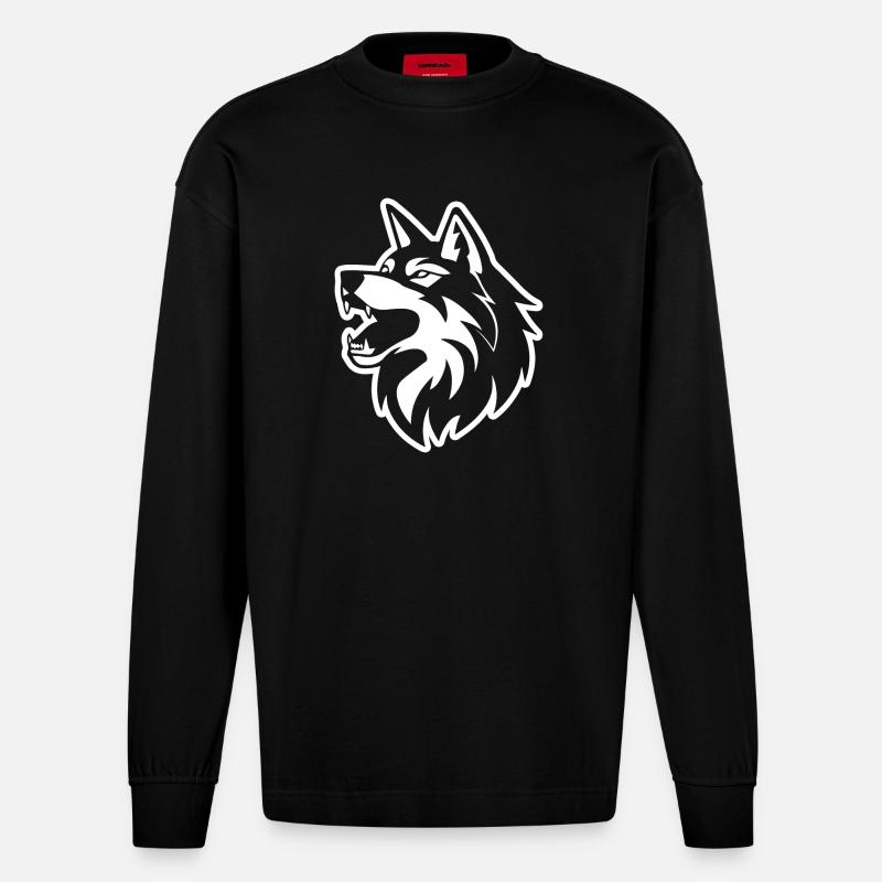 Wolf - Heavyweight Oversized Organic Langarmshirt Made in EU - SOLID BLACK