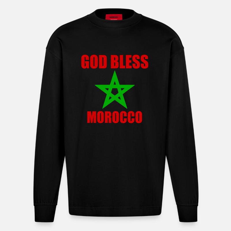 God bless morocco marokko - Heavyweight Oversized Organic Langarmshirt Made in EU - SOLID BLACK