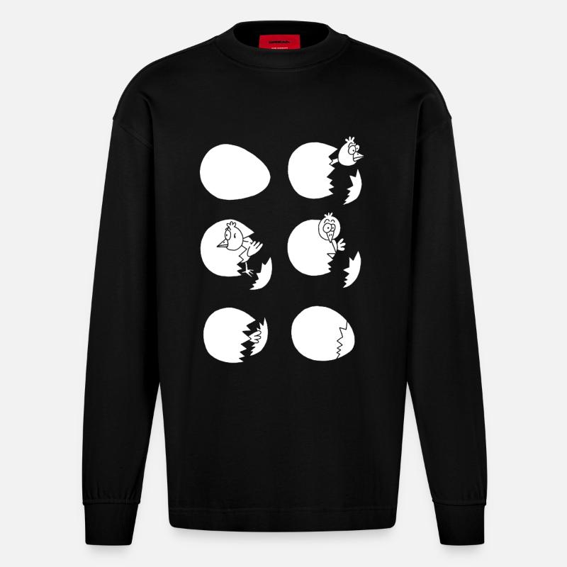 Die Welt entdecken oder nicht (weiß) - Heavyweight Oversized Organic Langarmshirt Made in EU - SOLID BLACK