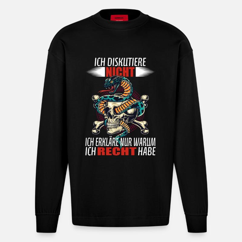 Je ne discute pas - j’explique juste... - Manches longues bio épais oversize fabriqué en UE - SOLID BLACK
