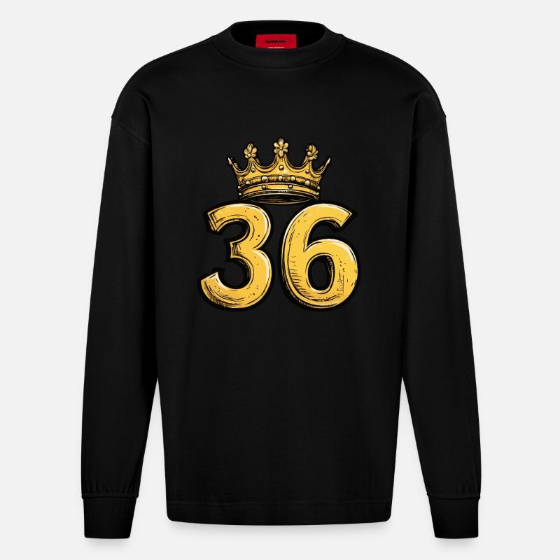Couronne à 36 chiffres - Manches longues bio épais oversize fabriqué en UE - SOLID BLACK