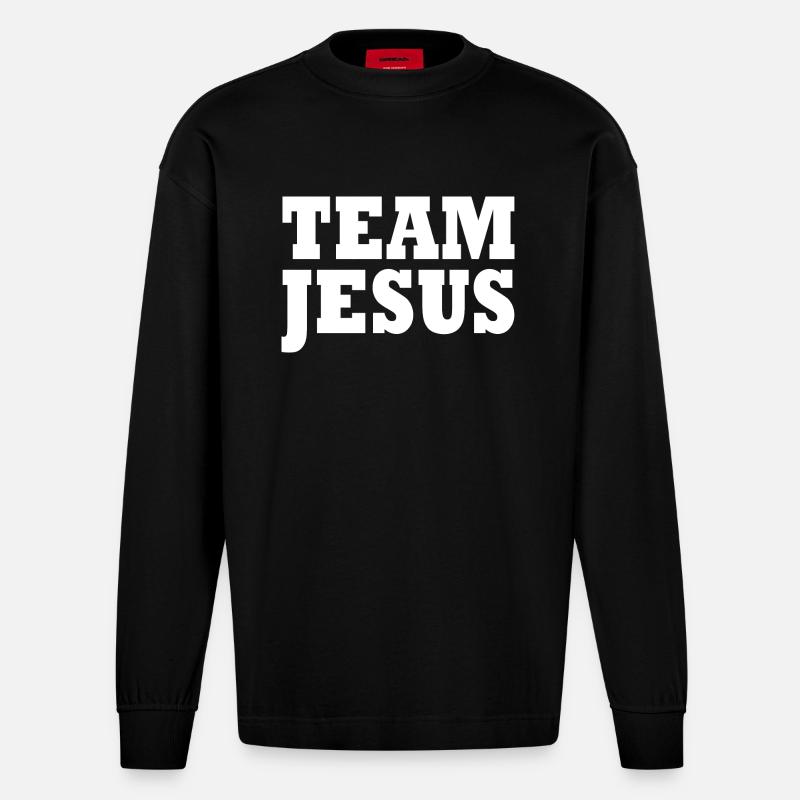 Team jesus - Heavyweight Oversized Organic Langarmshirt Made in EU - SOLID BLACK