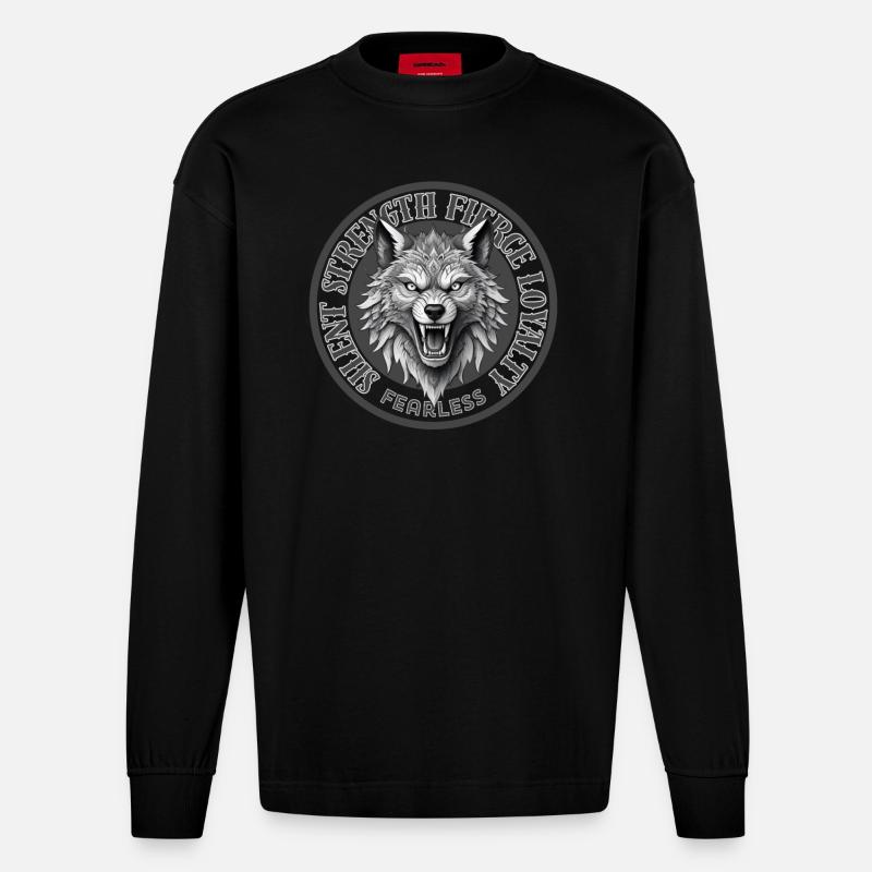 Force silencieuse - Manches longues bio épais oversize fabriqué en UE - SOLID BLACK