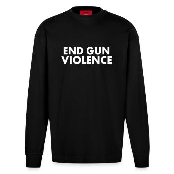 End gun violence - Heavyweight Oversized Organic Longsleeve Shirt Made in EU - SOLID BLACK - Front
