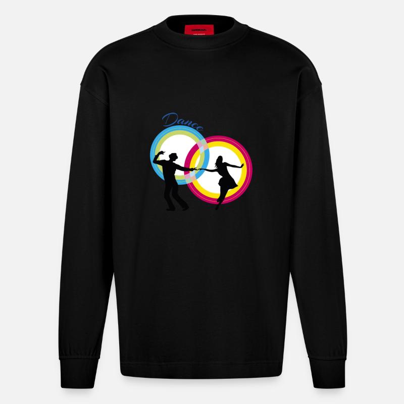 danseurs de couple dansent - Manches longues bio épais oversize fabriqué en UE - SOLID BLACK