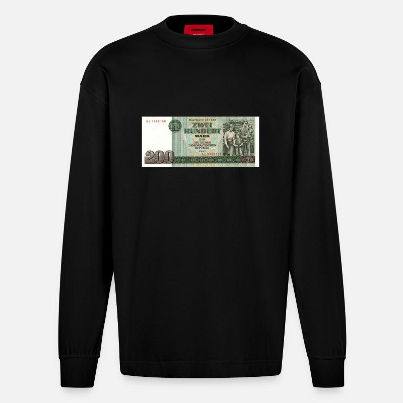 200 mark der ddr - Heavyweight Oversized Organic Langarmshirt Made in EU - SOLID BLACK