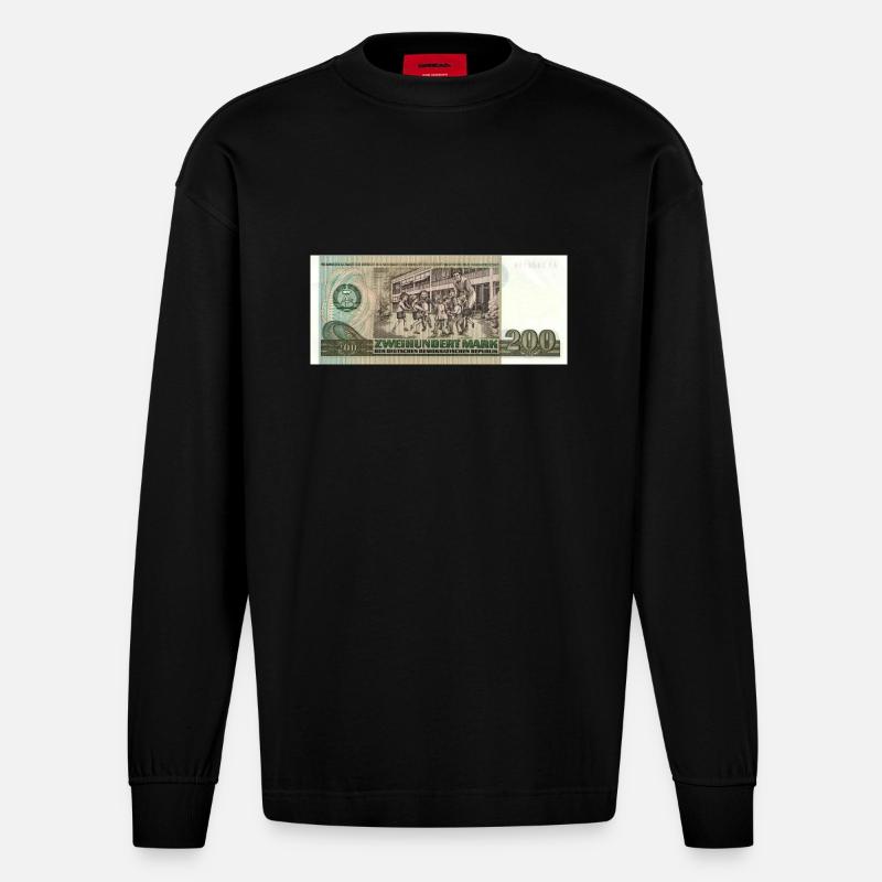 200 marks de la RDA - Manches longues bio épais oversize fabriqué en UE - SOLID BLACK