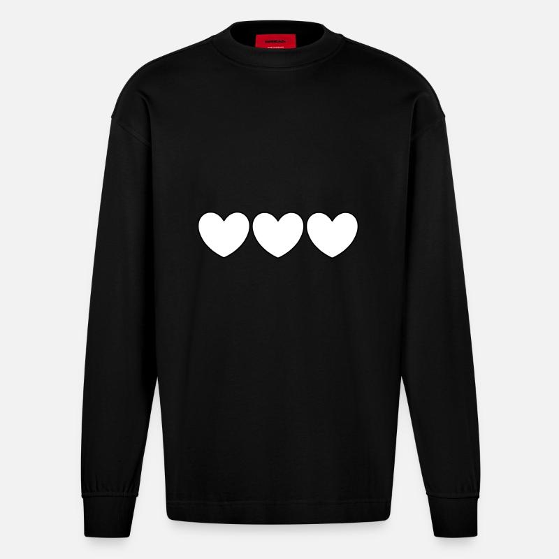 Cadeau Saint-Valentin Saint-Valentin - Manches longues bio épais oversize fabriqué en UE - SOLID BLACK