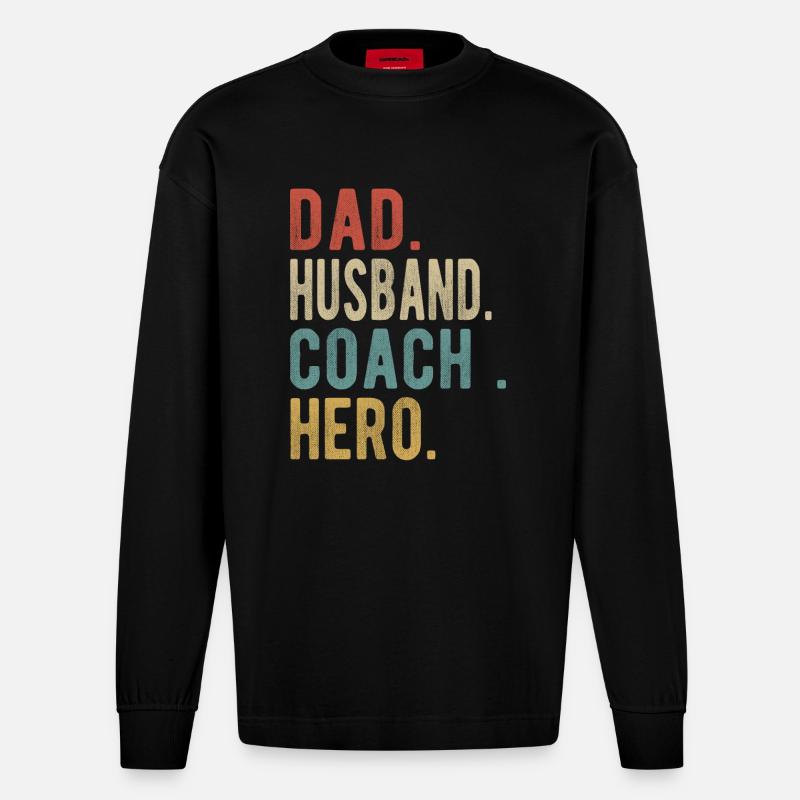 Coach Papa Ehemann Held - Heavyweight Oversized Organic Langarmshirt Made in EU - SOLID BLACK