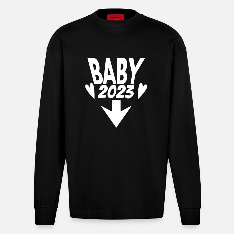 Bébé 2023 Grossesse enceinte - Manches longues bio épais oversize fabriqué en UE - SOLID BLACK