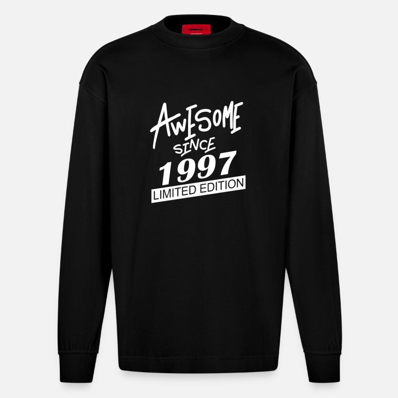 1997 - Né en 1997 - Manches longues bio épais oversize fabriqué en UE - SOLID BLACK