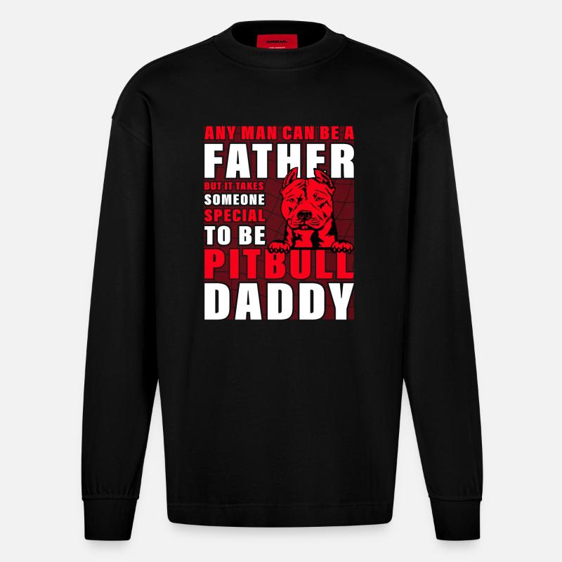 Pitbull Father Daddy - Heavyweight Oversized Organic Langarmshirt Made in EU - SOLID BLACK